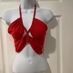 Shein ruched cut out halter top